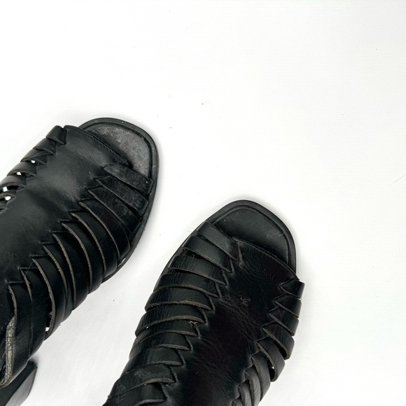 VINTAGE THE WORK COLLECTION HEELS BLACK STRAPPY SANDALS FISHERMAN HEELED SANDALS - Picture 11 of 13